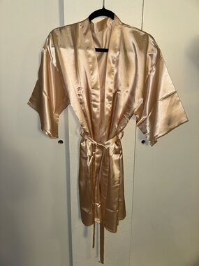 Silky Champagne Women’s Satin Robe - Lightweight Kimono